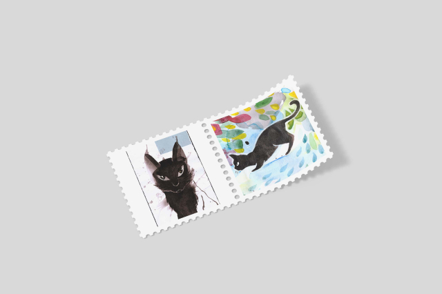 Stamp Black Cat